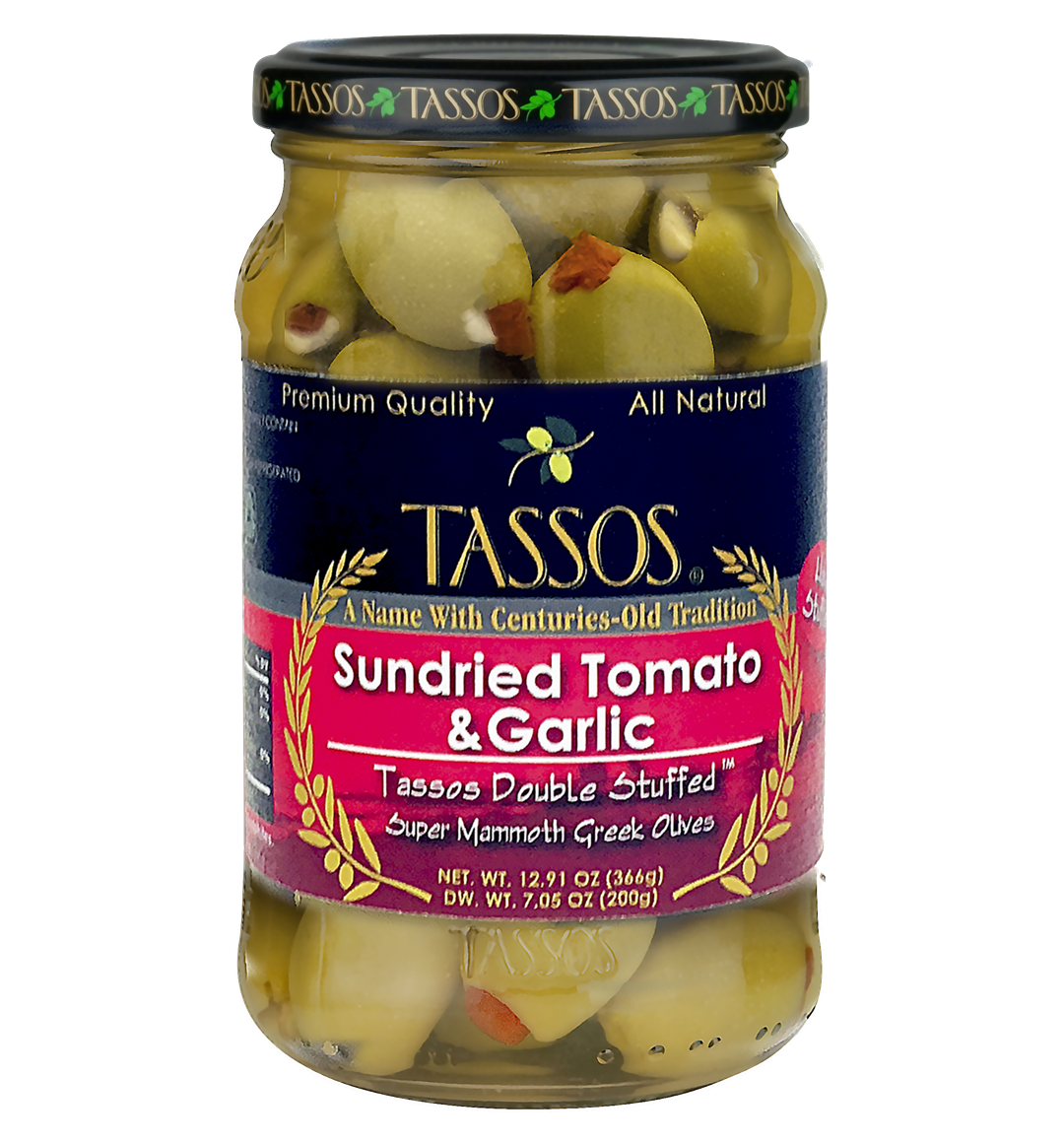 Sundried Tomatoes & Garlic Double Stuffed Super Colossal Olives Tassos