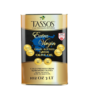 Extra Virgin Estate Bottled Greek Olive Oil, 3L Tin